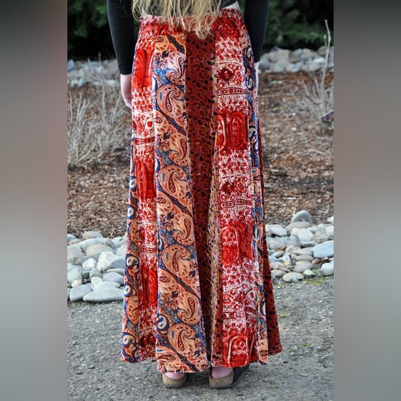 FREE PEOPLE HIGH ATLAS VELVET PANEL SKIRT - Picture 2 of 14
